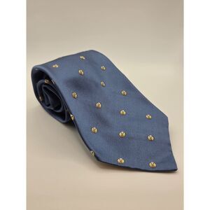 Vintage Slate Blue Woven Silk Necktie, Weighted Silk Foulard Geometric Pattern